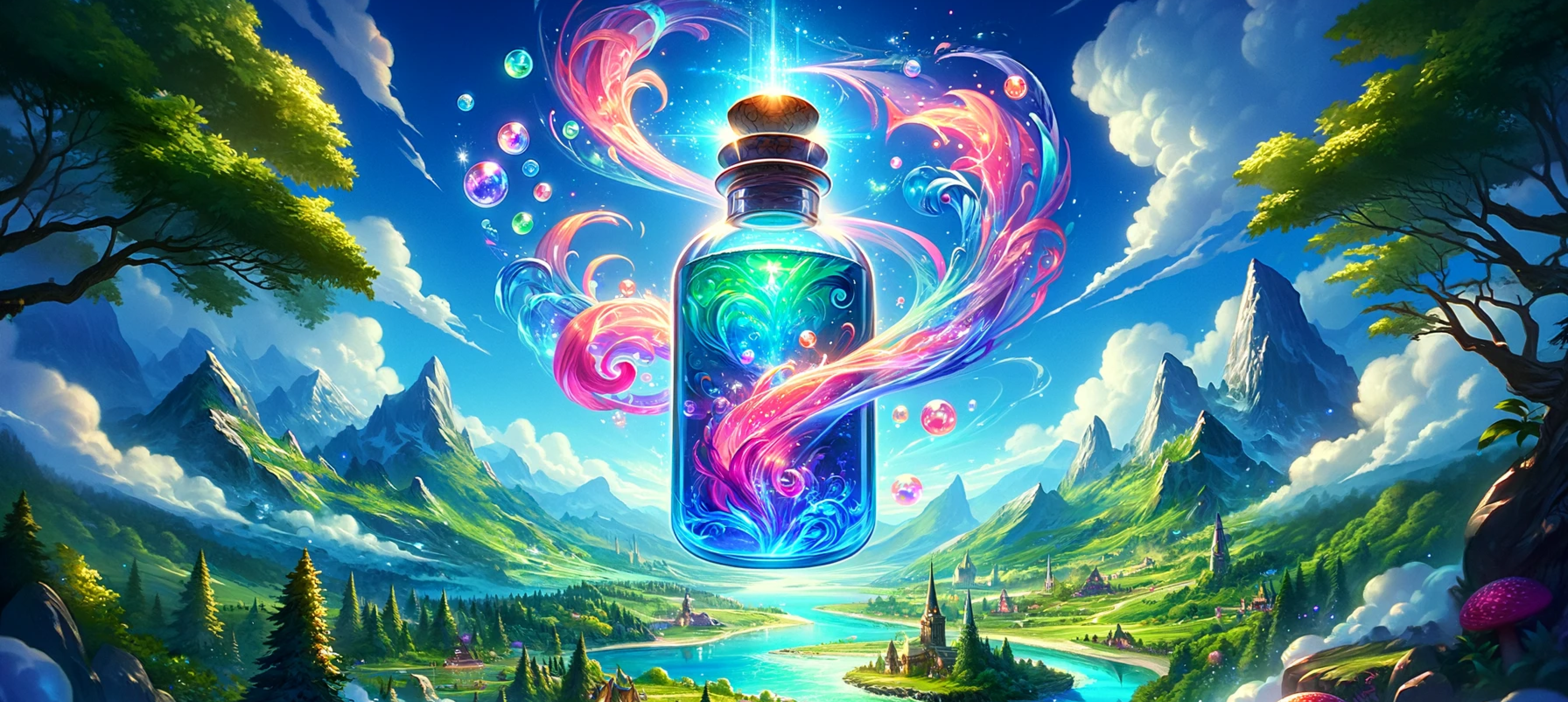 A glowing potion of swirling magic